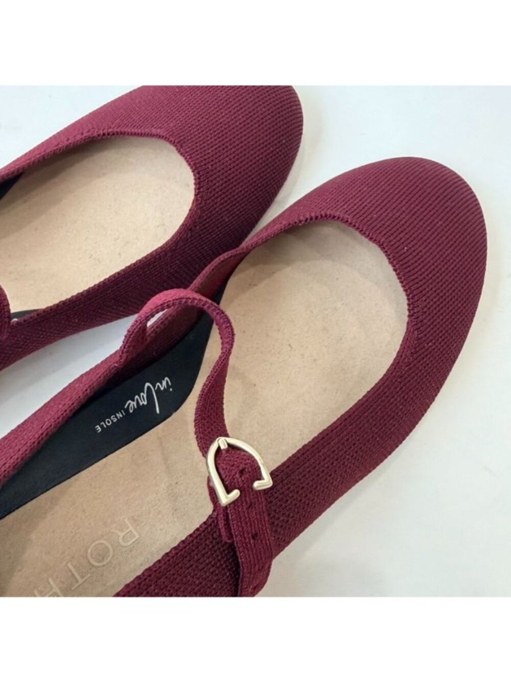 Rothy's The Mary Jane Block Heel Knit Pumps Wine Red Women's 8.5 - Picture 5 of 10
